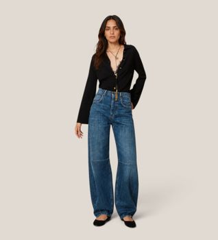 Twinset para mujer. 262TT2010 Jeans horseshoe con cinco bolsillos azul (25), Casual, Algodón, Denim