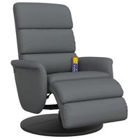 sillon reclinable de masaje con reposapies cuero sintetico gris cfw490418