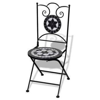 Sillas De Jardín Bistró Plegables 2 Uds | Silla De Exterior | Sillón Cerámica Negro Y Blanco