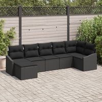 juego de sofa de jardin de 7 piezas con cojines negro ratan sintetico v3994 unico  negro