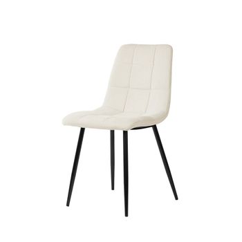 Silla de comedor acolchada beige con patas negras