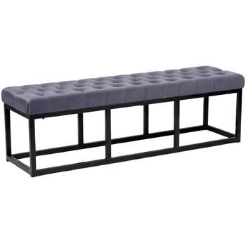 Banco Polson Terciopelo Negro Gris 37x150x42 Cm Clp