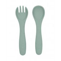 juego de cuchara y tenedor platinum silicone sage