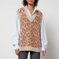 ganni oversized leopard-jacquard vest - xxsxs