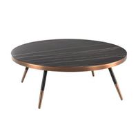 mesa centro redonda marmol porcelanico y acero negro angel cerda 2068 o90x30
