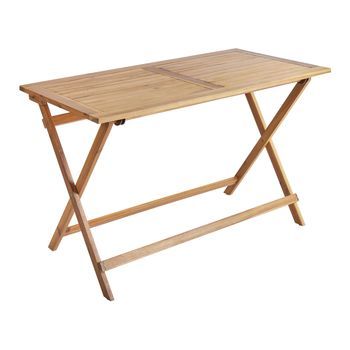 Mesa De Jardín Plegable De Madera De Acacia Rectangular Marrón 120 X 60 Cm Prossedi