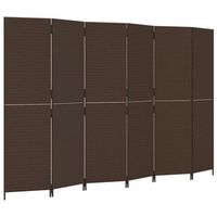 biombo de 6 paneles ratan sintetico marron vidaxl
