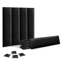 dhome juego de 8 paneles tapizados de terciopelo premium pack autoadhesivos para pared acusticos absorbentes proteccion impactos negro 60x20cm x8