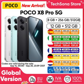 Versión Global del Teléfono Inteligente POCO X8 Pro 5G, Dimensity 8500-Ultra, Pantalla AMOLED Ultra Brillante de 6.59 Pulgadas, 1.5K, 120 Hz, Batería de 6500 mAh, NFC