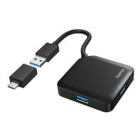 hama hub 4 puertos usb 32 negro  adaptador usb-c