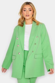 Yours Americana Verde Menta Doble Botonadura, Mujer Curvy Y Tallas Grandes, Yours