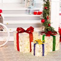 decoracion de cajas de regalo de peluche iluminadas con 48 luces calidas para navidad fiesta cfw98946