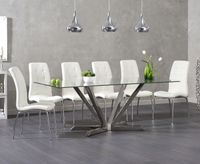 reno 200cm glass dining table with calgary chairs