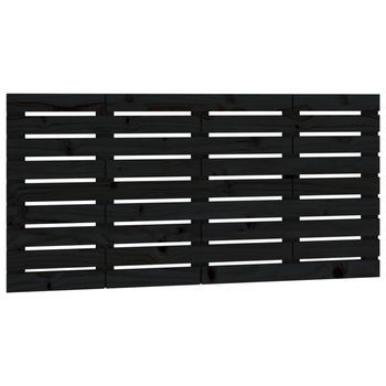 Cabecero De Cama De Pared Madera Maciza Pino Negro 146x3x63 Cm Vidaxl