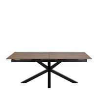 mesa comedor extensible 6-12 personas ceramica y metal - marron