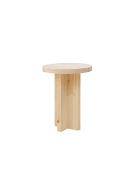 Taburete de madera maciza en tono natural de 35x45cm