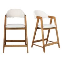silla de bar de tela color crudo y fresno x2