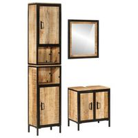 vidaxl conjunto de muebles de bano 3 pzas madera maciza mango y hierro
