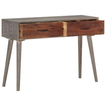 Mesa Consola | Mesa De Entrada | Mesa Auxiliar De Madera Maciza De Mango Gris 110x35x75 Cm