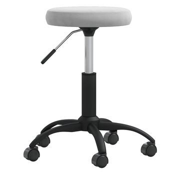 Taburete | Reposapiés De Masaje Terciopelo Gris Claro Cfw40776
