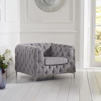 amara grey plush fabric armchair