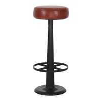 taburete alto de metal y piel alexis - marron - 82x35x35