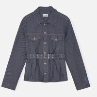 ganni belted denim jacket - eu 34uk 6