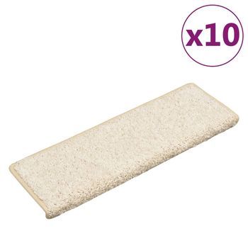 Alfombrillas Para Escaleras 10 Piezas 65x21x4 Cm Blanco Borde Rectangular