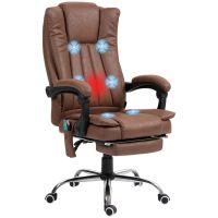 vinsetto silla de oficina con masaje con 6 puntos de masaje reclinable marron