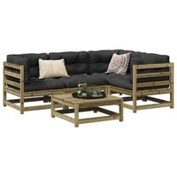 juego de sofas de jardin 5 uds  mueble jardin mesa y sillas madera de pino impregnada cfw53488