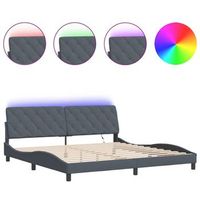 estructura de cama con led sin colchon terciopelo gris oscuro 200x200 cm vidaxl