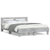 cama matrimonial  cama para adultos  cama con cabecero madera de ingenieria gris hormigon 140x200 cm