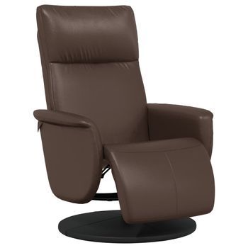 Sillón Reclinable Con Reposapiés Cuero Sintético Marrón Cfw268866