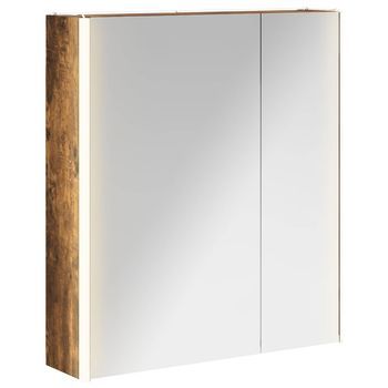Armario Con Espejo De Baño Roble Ahumado 63,5 X 15,5 X 70 Cm Vidaxl