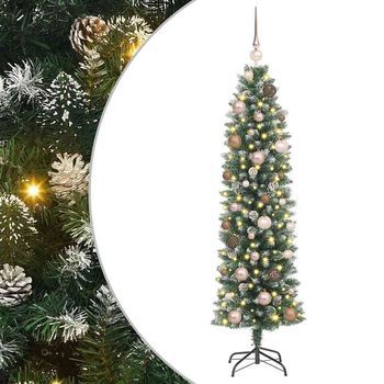 Árbol Navideño Artificial Delgado Verde Y Blanco 150 Cm Vidaxl