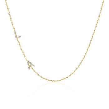 Cadena de letras de oro de 14 quilates con diamantes