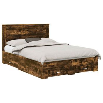 Estructura De Cama Con Cajón Roble Ahumado 140 X 190 Cm Vidaxl