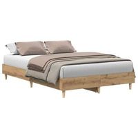 estructura de cama sin colchon roble artesanal 120x190cm madera vidaxl