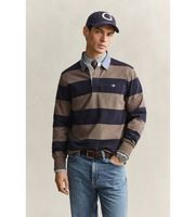 gant para hombre 2004083 polo heavy a rayas con cuello de cambray taupe l casual algodon manga larga