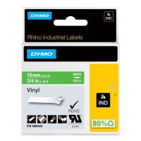 cinta para etiquetadora dymo rhino vinilo 19 mm x 55 m blanco sobre verde