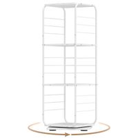 costway estanteria giratoria de 4 niveles torre 360 con estructura metalica ahorra espacio esquinera estante para 210 discos para oficina salon blanco