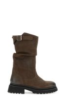 botines de tubo de nobuk con pliegues dark brown 41