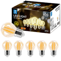 aigostar vintage bombilla led e27 6w equivalente a 43w luz calida 2200k 520lm g45 bombilla filamento ledno regulable6 pieza