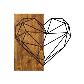 Decoración Pared De Madera Heart Nogal Negro 58x58 Cm