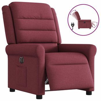 Sillón De Salón | Silla | Silló Reclinable Eléctrico Tela Rojo Tinto Cfw876192