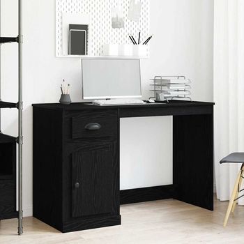 Vidaxl Escritorio Roble Negro 50 X 115 X 75 Cm Madera De Ingeniería