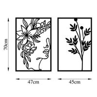 decoracion pared de metal flor face-510 negro 47x70 cm