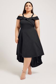 Yours London Vestido Bardot Negro, Mujer Curvy Y Tallas Grandes, Yours London