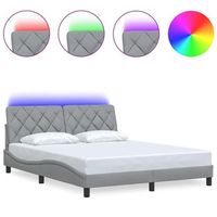 estructura de cama con led sin colchon gris claro 160x200 cm