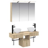 juego de muebles de bano 4 pcs roble sonoma 100 x 145 x 70 cm vidaxl